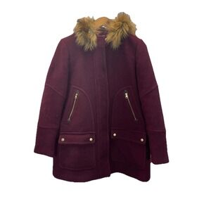 J. CREW WOMENS Maroon CHATEAU PARKA NELLO GORI STADIUM WOOL COAT‎ SIZE 10 EUC
